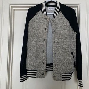 Tweed and black bomber jacket